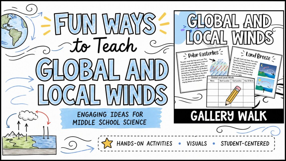 Fun Ways to Teach Global and Local Winds blog cover featuring the Global and Local Winds Gallery Walk science resource