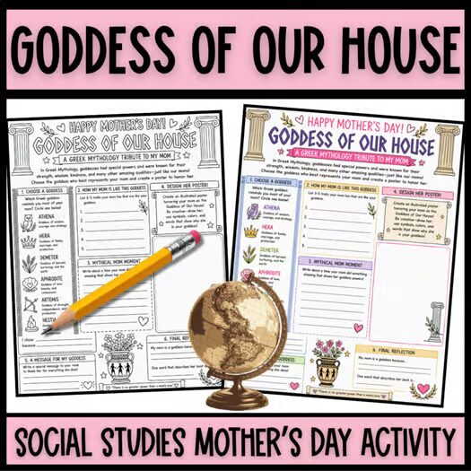 Goddess of Our House Greek mythology Mother’s Day one pager activity preview