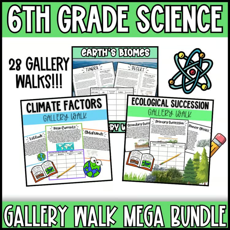 6th Grade Science Gallery Walk Mega Bundle middle school science stations cover