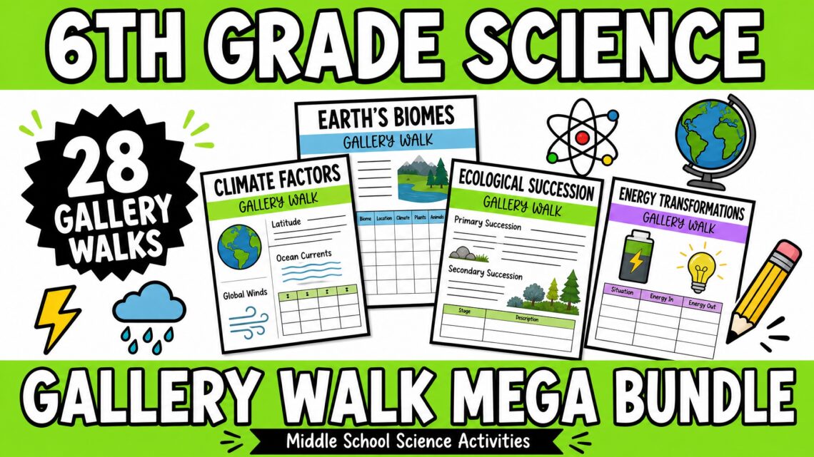 6th Grade Science Gallery Walk Mega Bundle flat product-style featured image