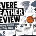 Severe weather review ideas for science test prep with storm icons and basketball review game elements.
