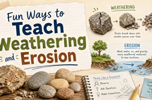 Teacher-friendly blog cover image for a post about fun ways to teach weathering and erosion in science.