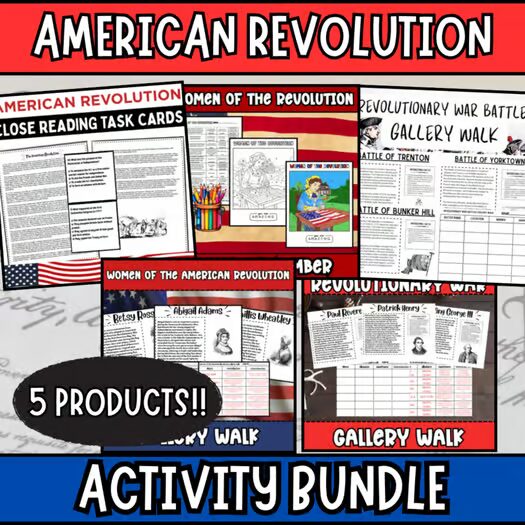 American Revolutionary War activity bundle cover for 4th and 5th grade social studies