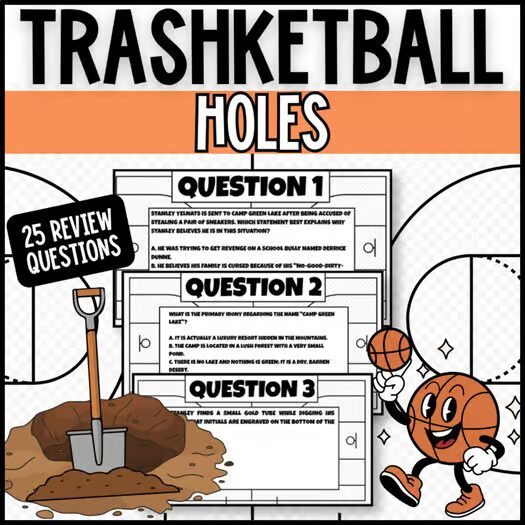 Holes novel study Trashketball review game product preview