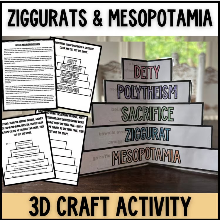 Mesopotamia Ziggurat Project 3D craft activity preview