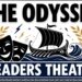 The Odyssey reader's theater featured image with Greek theater masks, ship, waves, and bold classroom resource text