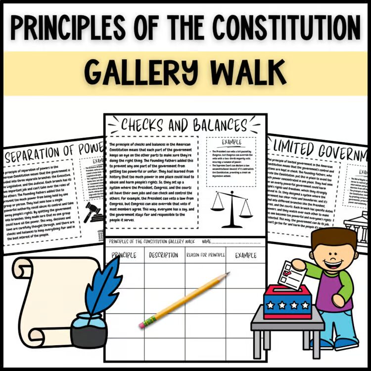 Principles of the Constitution Gallery Walk reading stations activity cover