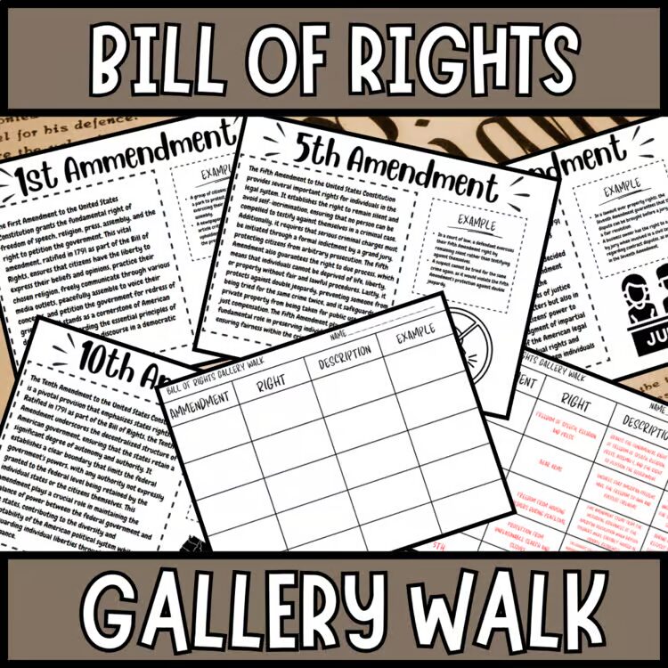 Bill of Rights Gallery Walk activity for upper elementary and middle school social studies
