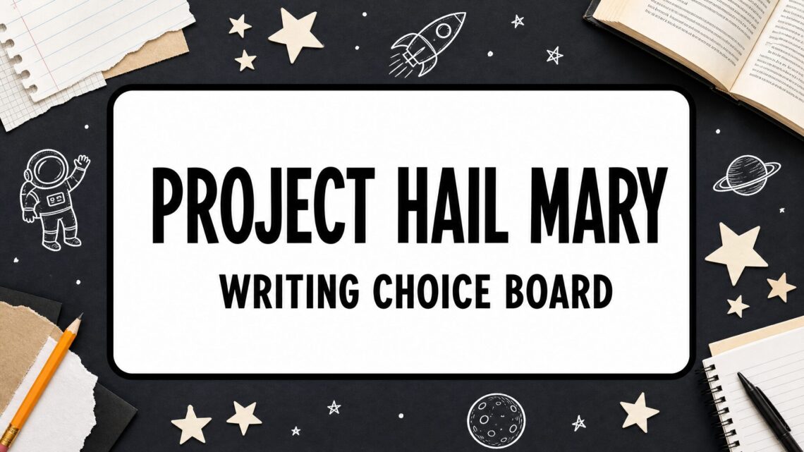 Project Hail Mary writing choice board ideas for a free novel study activity