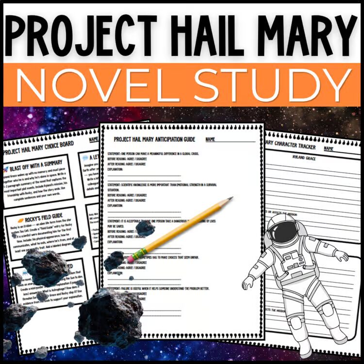 Project Hail Mary novel study editable ELA activities cover with reading questions and final test