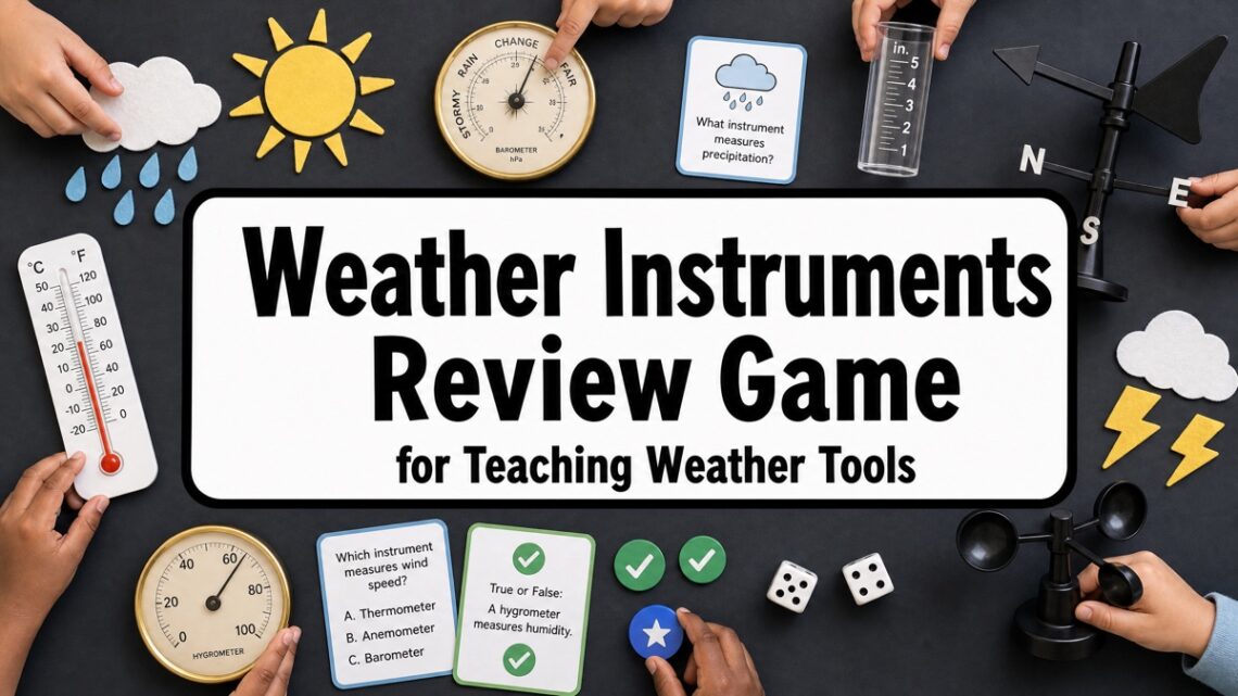 Weather Instruments Review Game for Teaching Weather Tools blog cover
