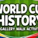 World Cup history gallery walk activity featured image with soccer field, trophy, and soccer ball